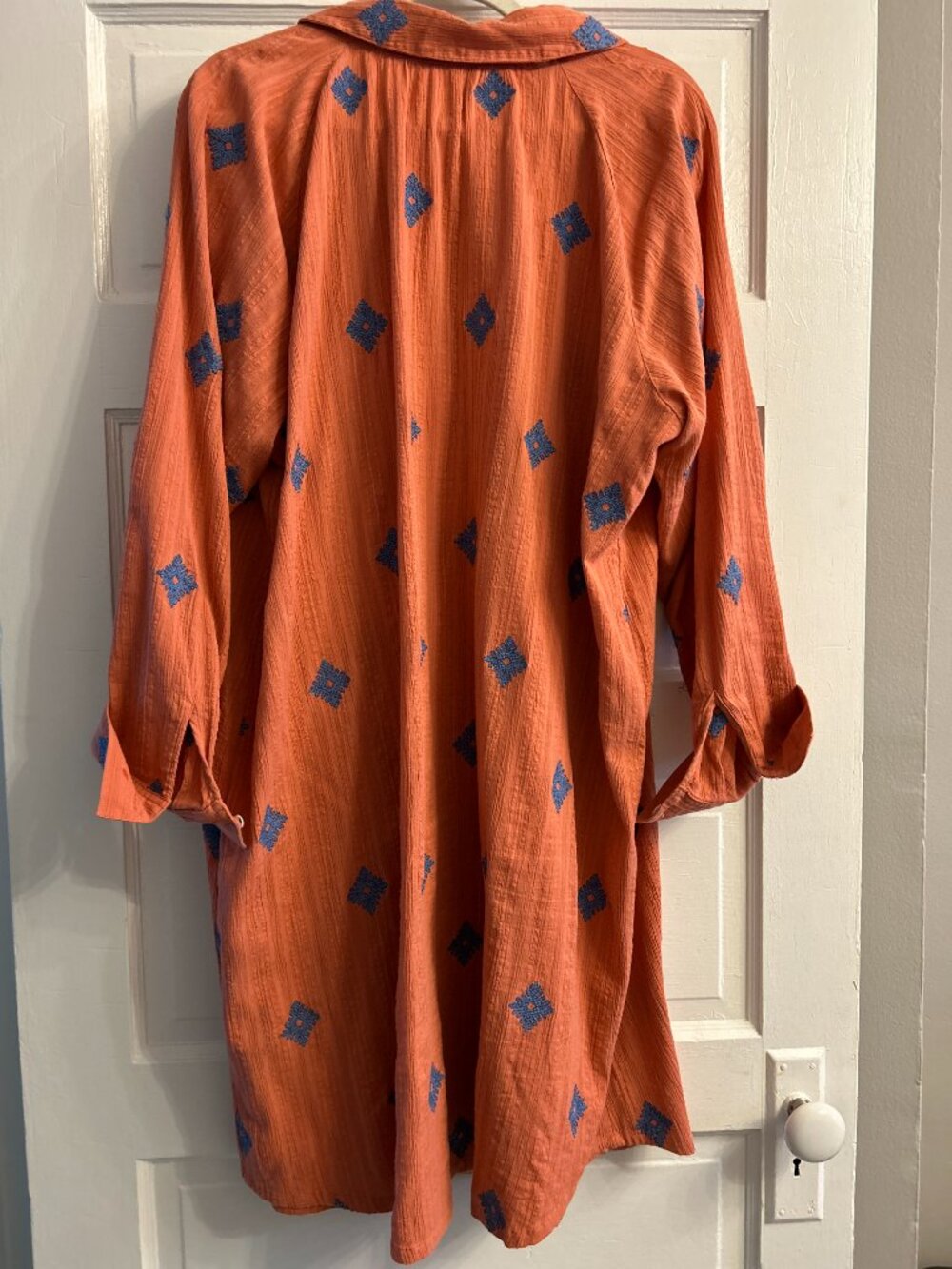 Pure Jill J Jill Terracotta Embroidered Shirt Dress Gauze Cotton Button Up 2X - Picture 5 of 8